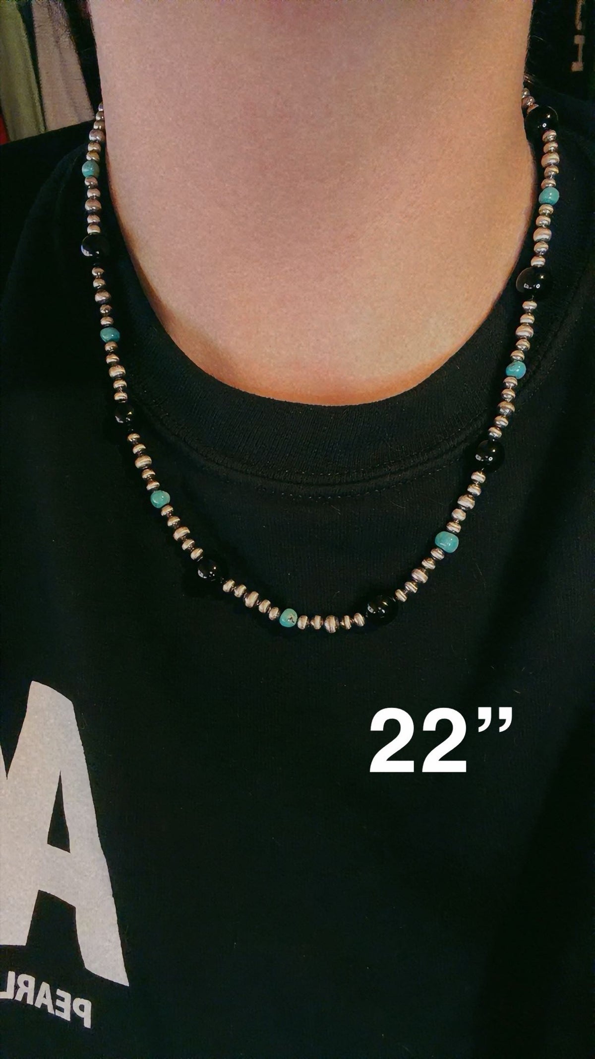 4MM/5MM with black onyx/turquoise (14-24")