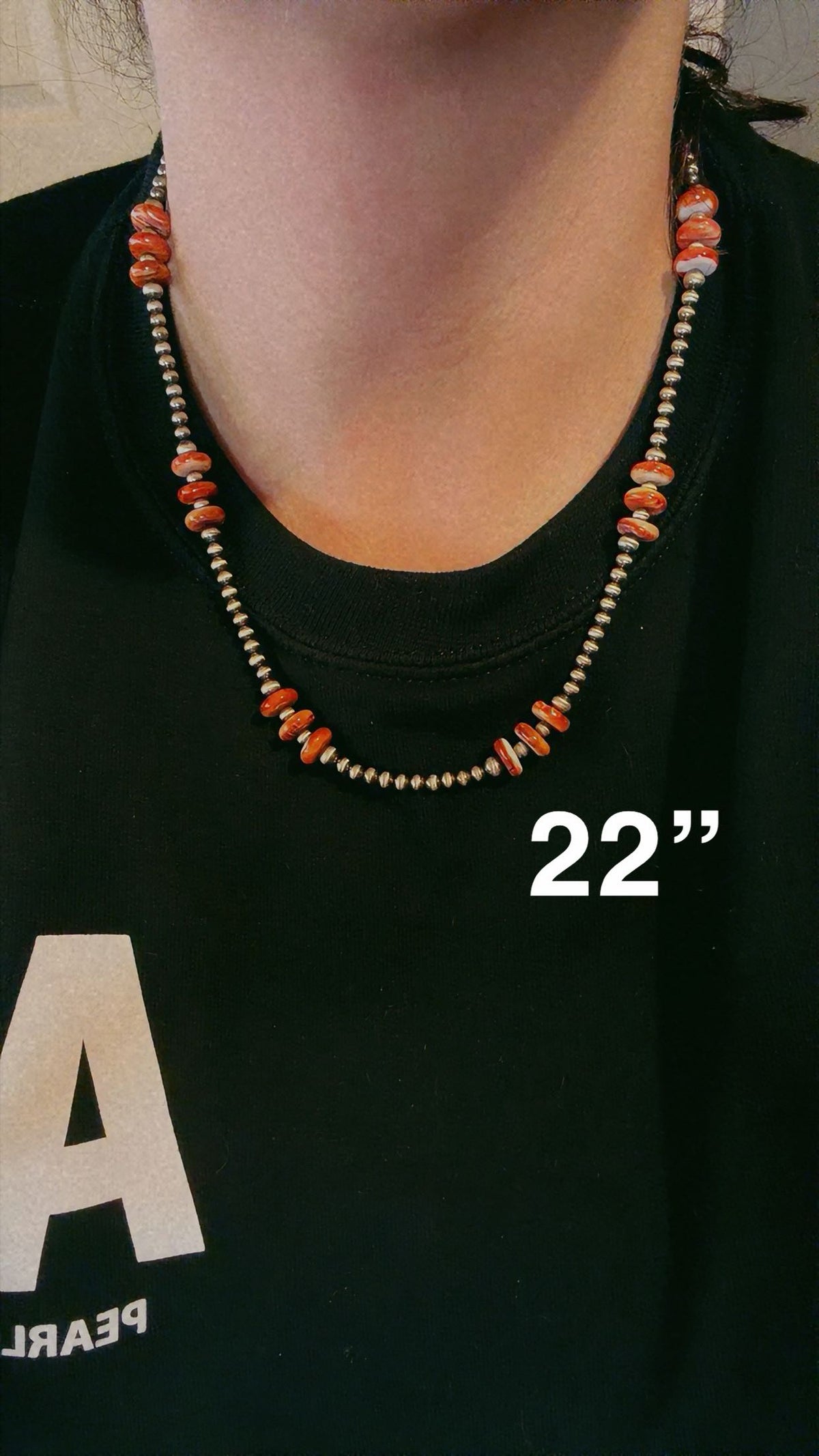 22" Orange Spiny with 4MM/5MM pearls