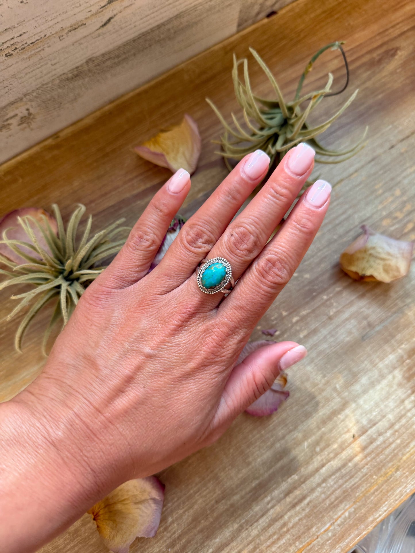 SS Kingman Turquoise Ring – Size 8.5