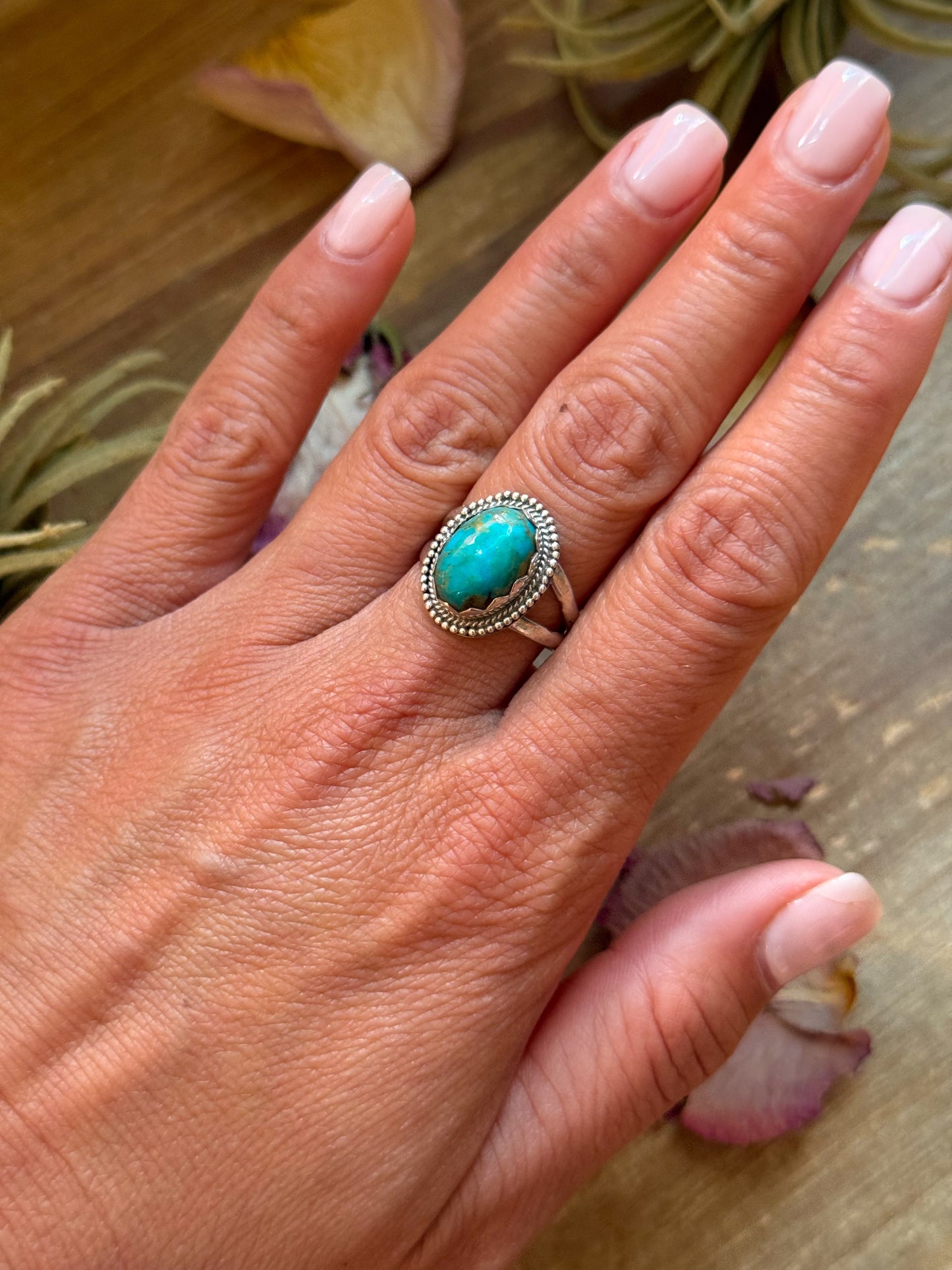 SS Kingman Turquoise Ring – Size 8.5