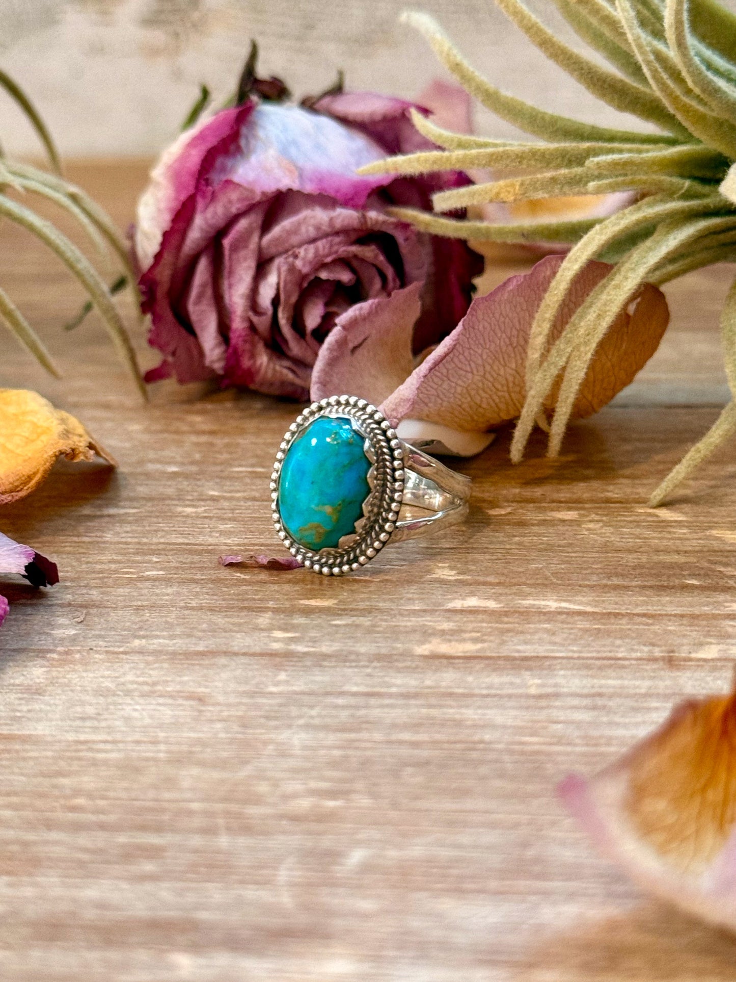 SS Kingman Turquoise Ring – Size 8.5