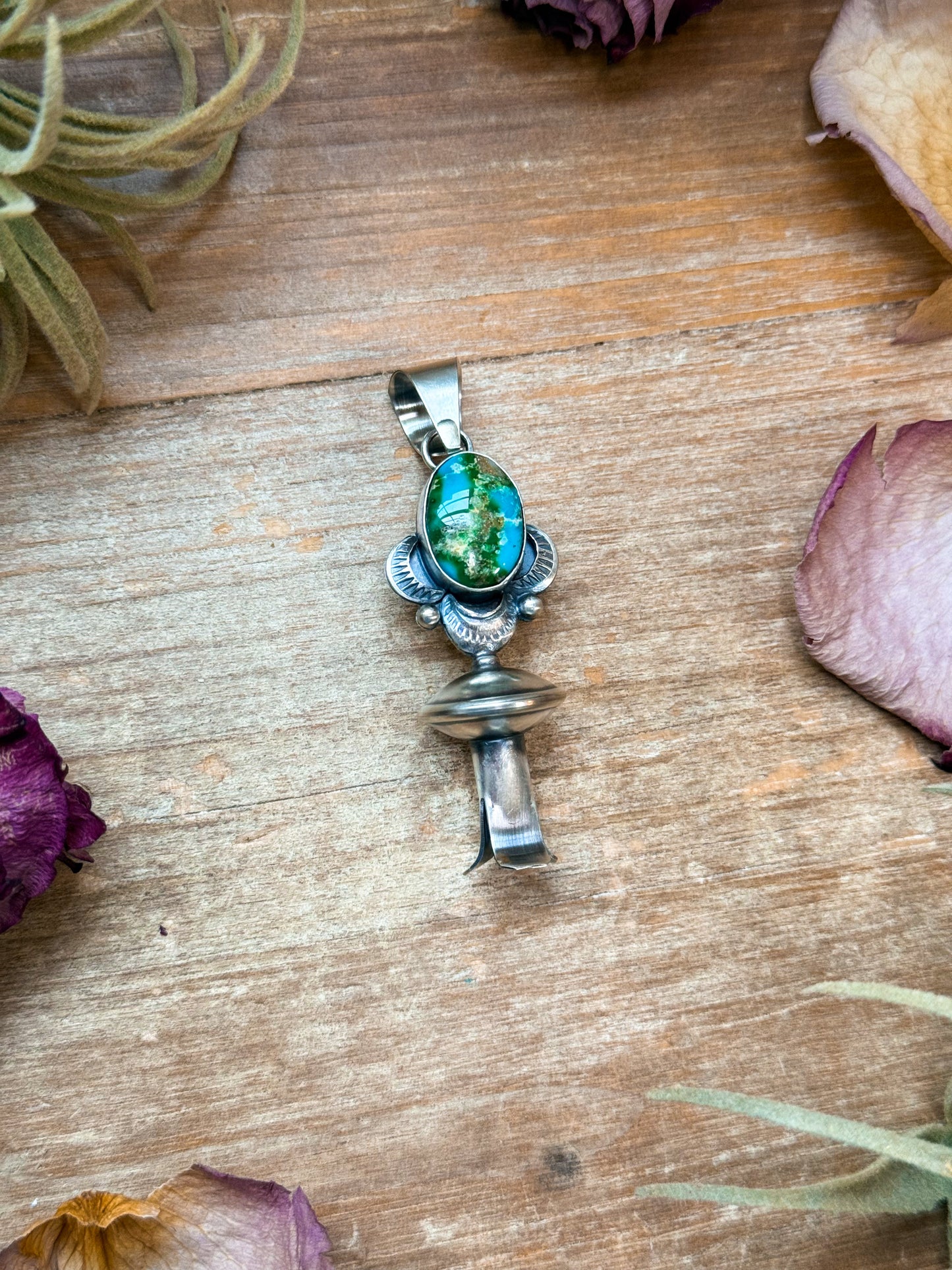 SS Sonoran Gold Turquoise Blossom Pendant