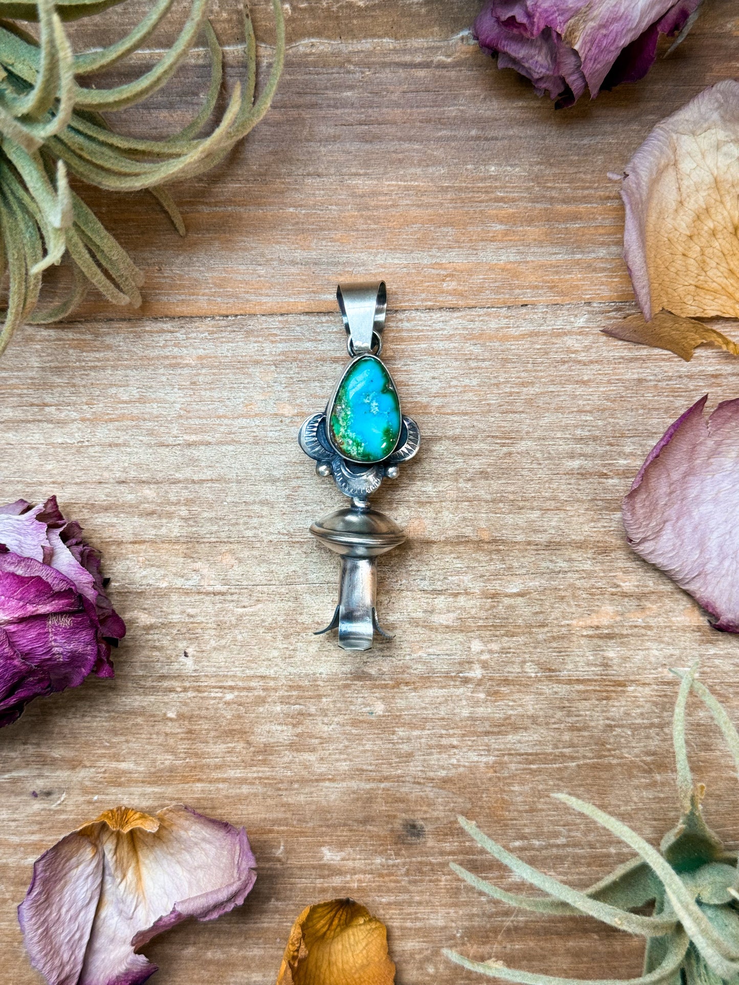 SS Sonoran Gold Turquoise Blossom Pendant