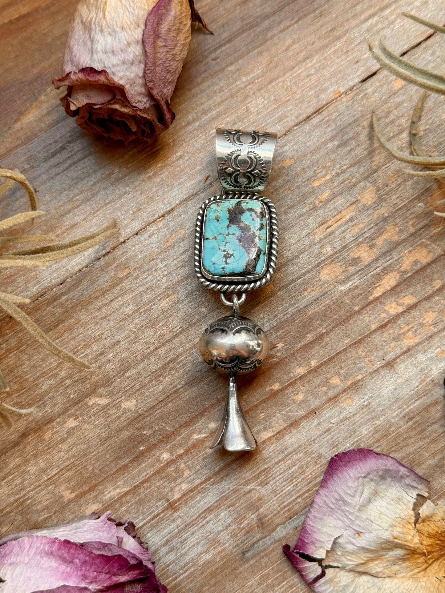 SS Blue Dream Turquoise Blossom Pendant –  Handmade by Jason Ogg