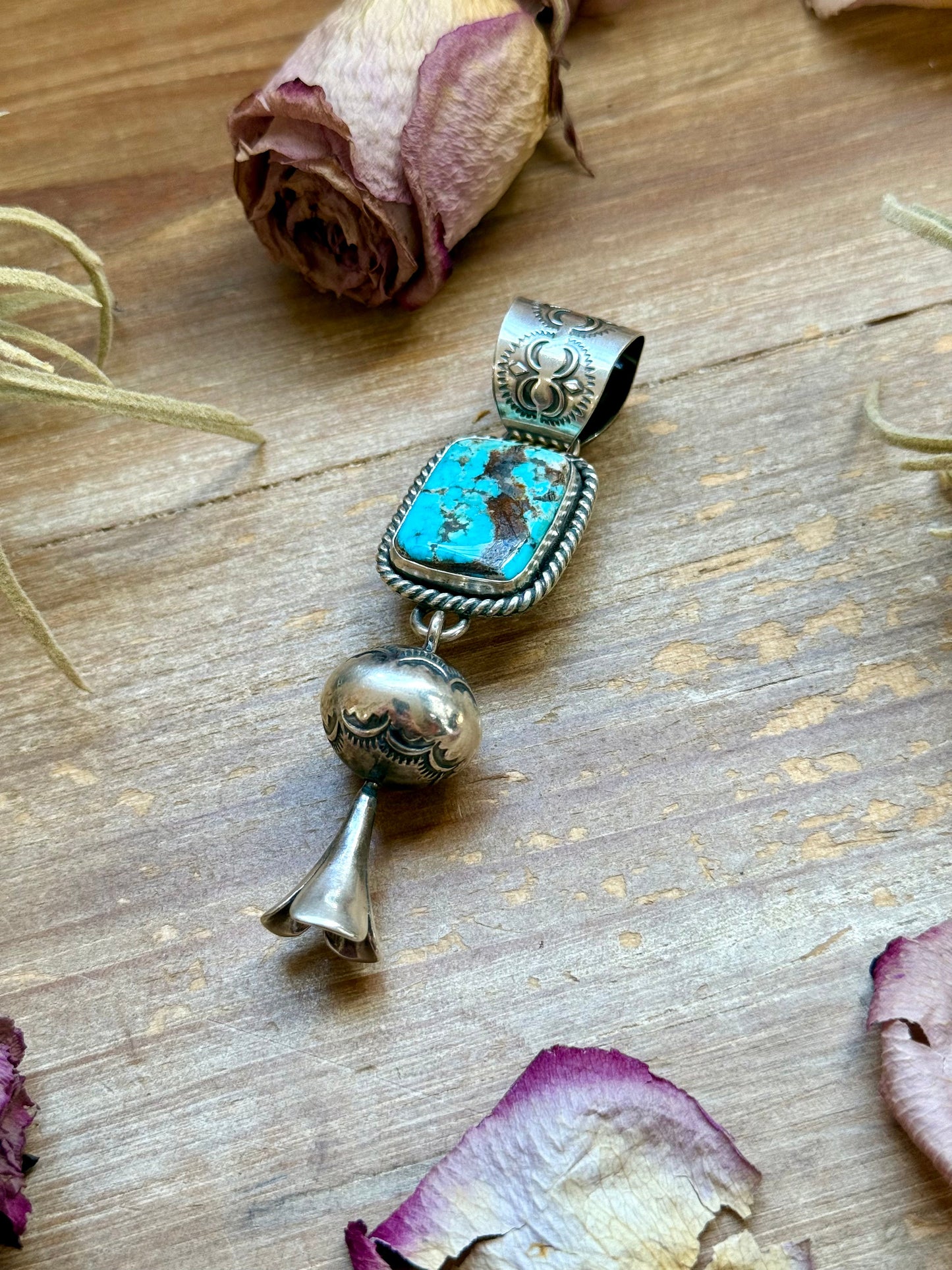 SS Blue Dream Turquoise Blossom Pendant –  Handmade by Jason Ogg