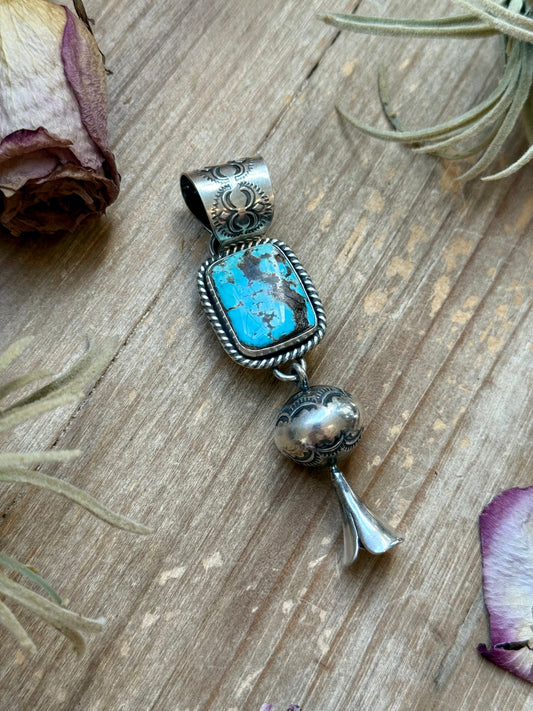 SS Blue Dream Turquoise Blossom Pendant –  Handmade by Jason Ogg