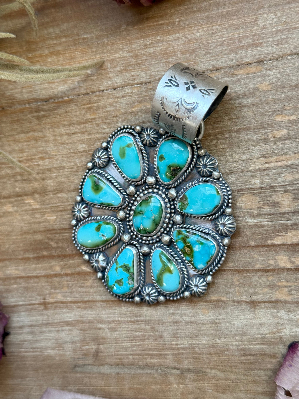 SS Sonoran Mountain Turquoise Cluster Pendant – Fits Up to 15mm Beads – Artist Shay Pfeiffer