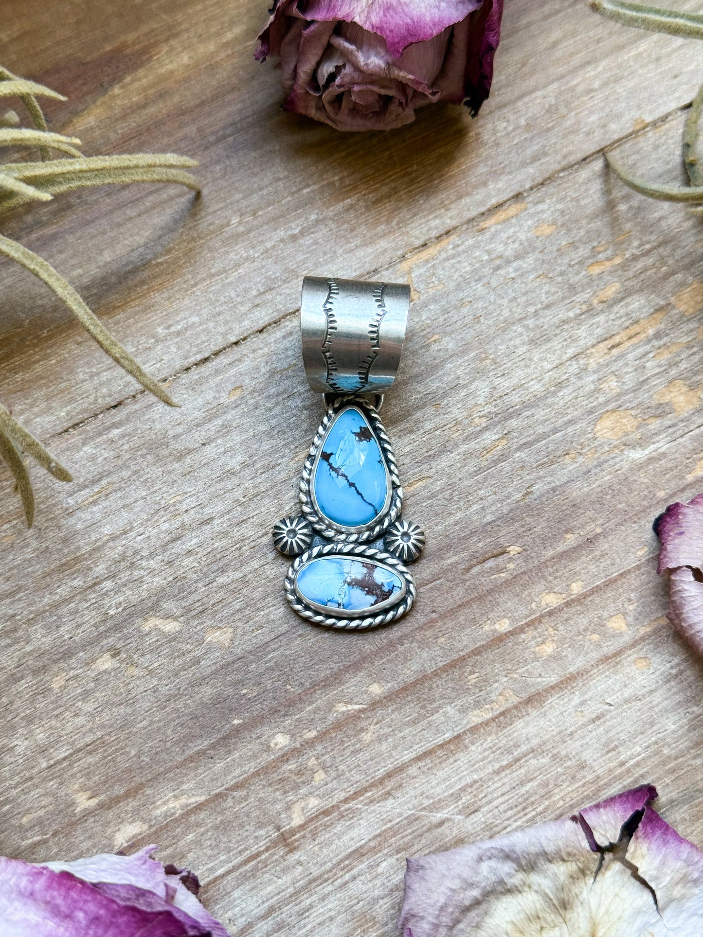 Golden Hill Turquoise Drop Bar Pendant – Handmade by Jason Oggs