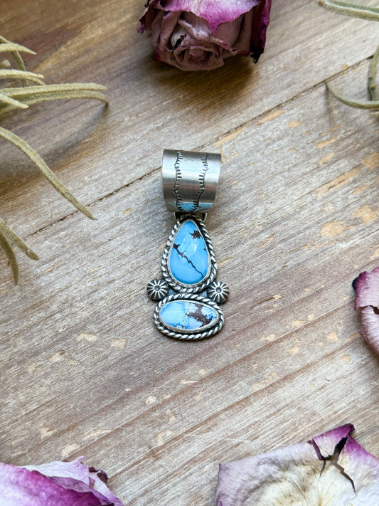 Golden Hill Turquoise Drop Bar Pendant – Handmade by Jason Oggs