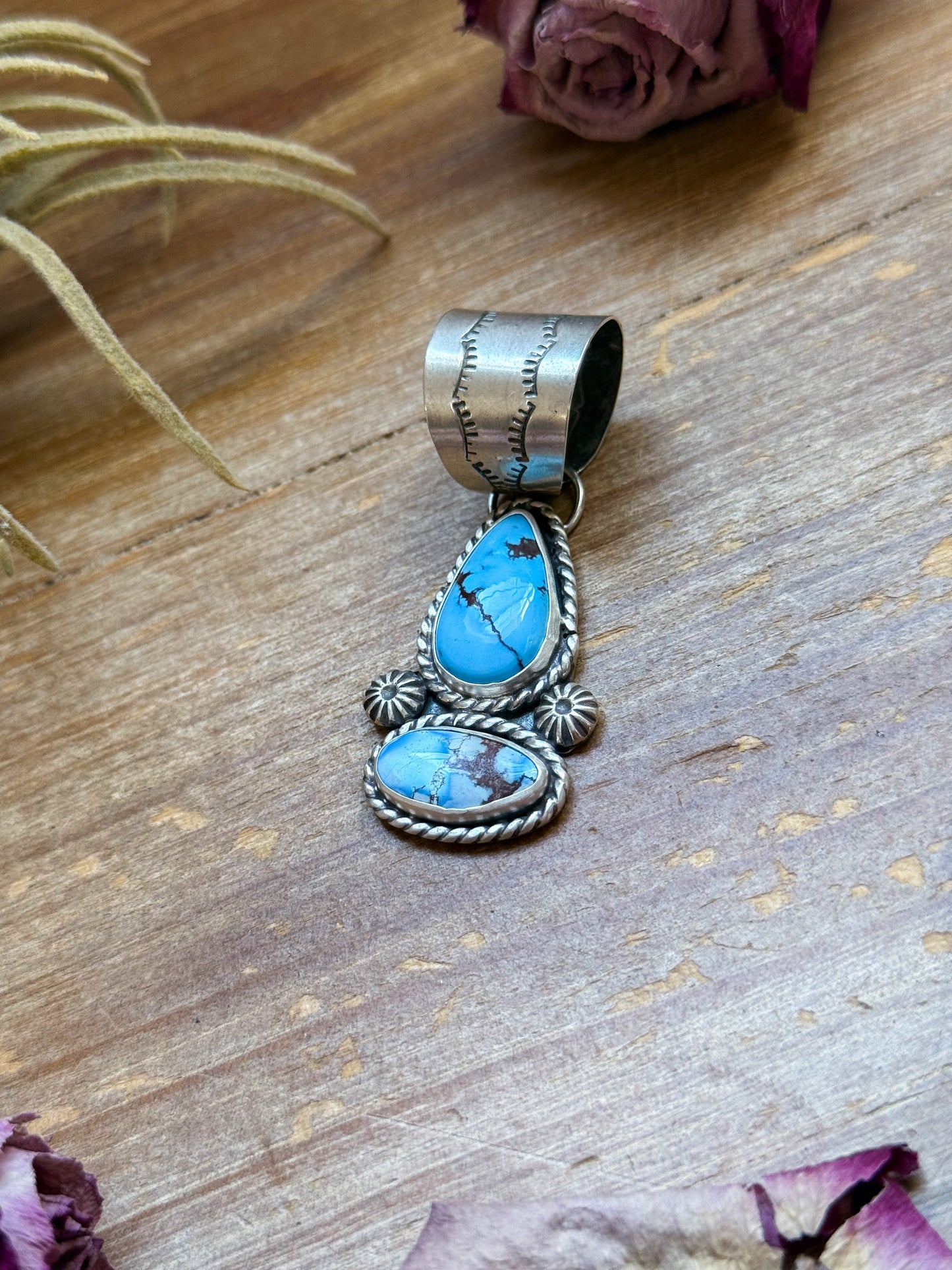 Golden Hill Turquoise Drop Bar Pendant – Handmade by Jason Oggs