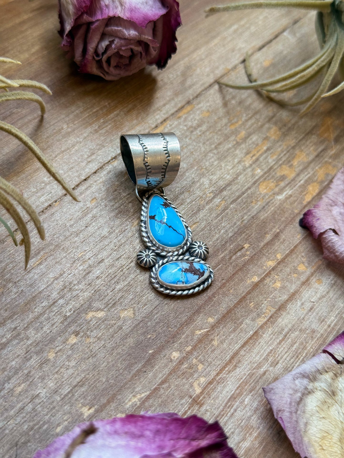 Golden Hill Turquoise Drop Bar Pendant – Handmade by Jason Oggs