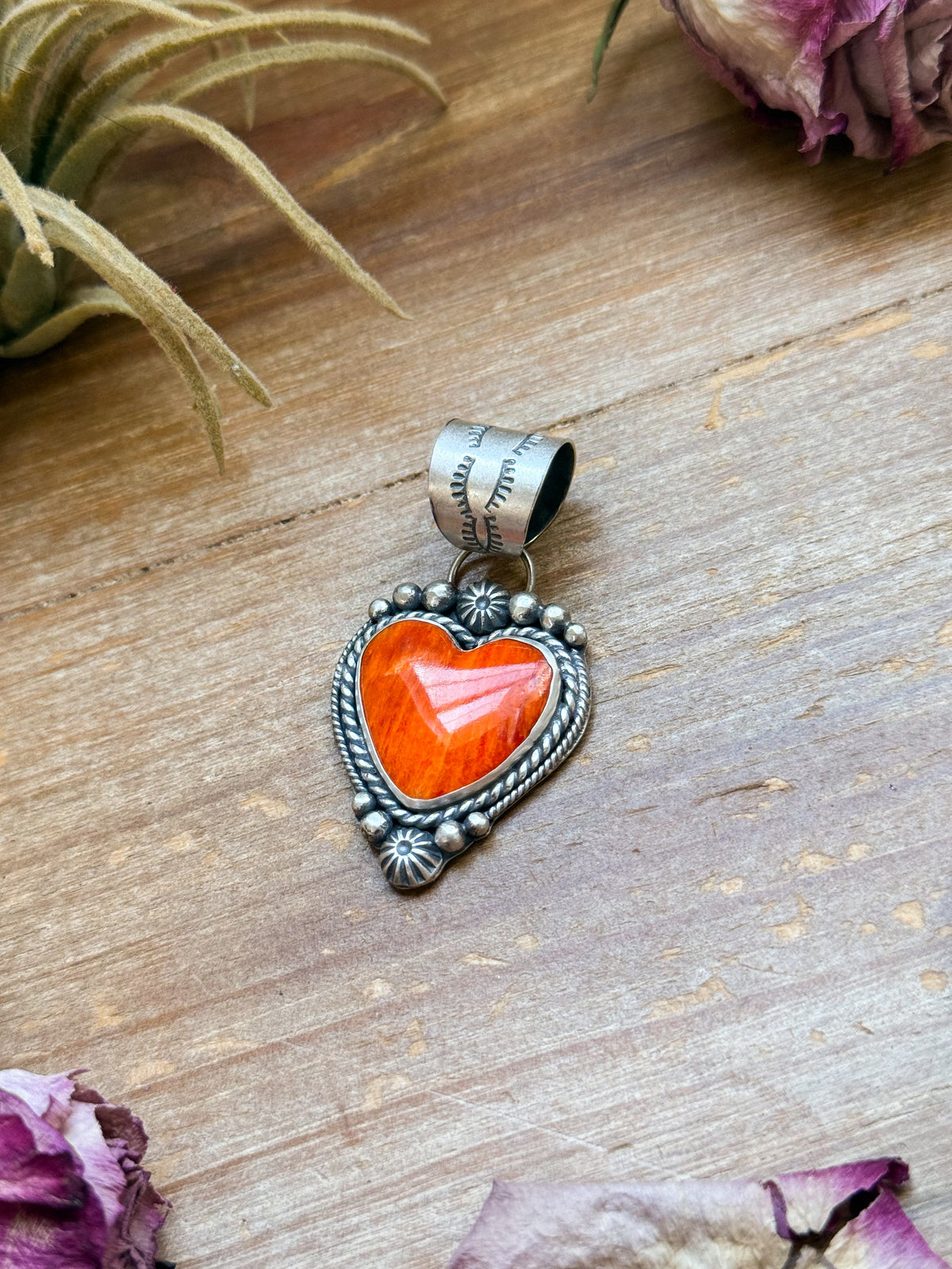 SS Orange Spiny Oyster Heart Pendant – Handmade by Artist Shay Pfeiffer
