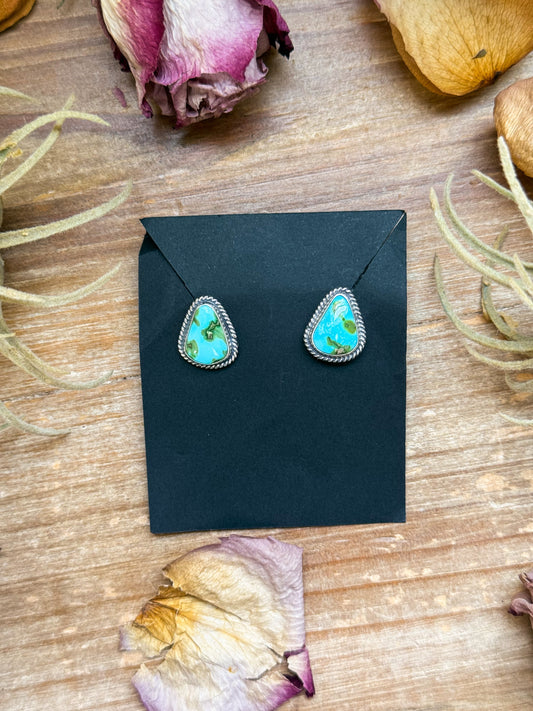 Sonoran Mountain Turquoise Stud Earrings – Handmade by Jason Ogg