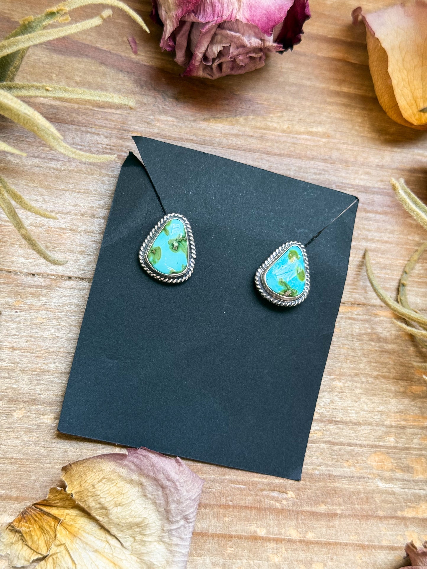 Sonoran Mountain Turquoise Stud Earrings – Handmade by Jason Ogg