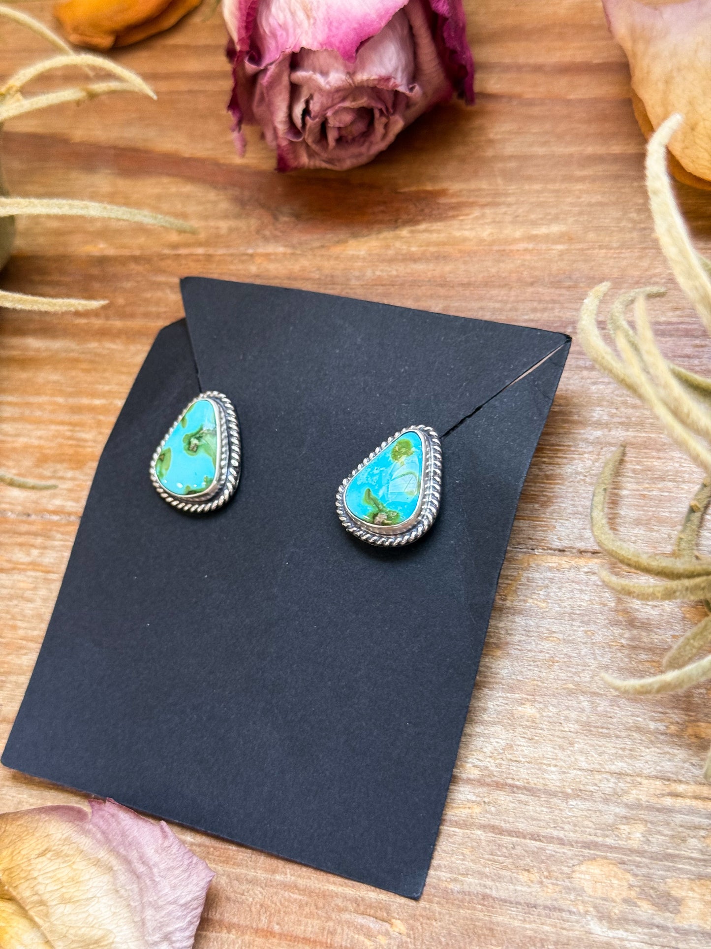 Sonoran Mountain Turquoise Stud Earrings – Handmade by Jason Ogg