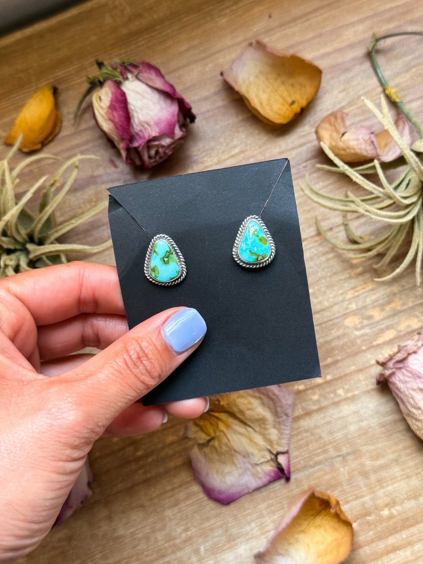 Sonoran Mountain Turquoise Stud Earrings – Handmade by Jason Ogg