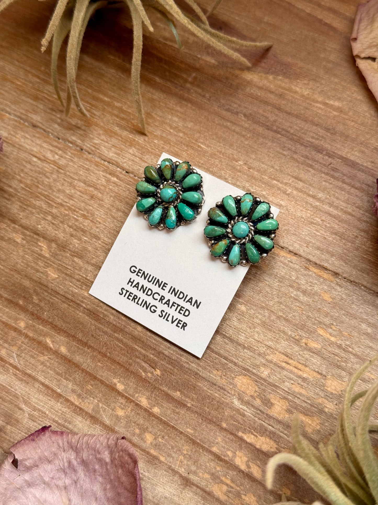 Green Turquoise & Pearl Stud Earrings – Native Made by J. W.