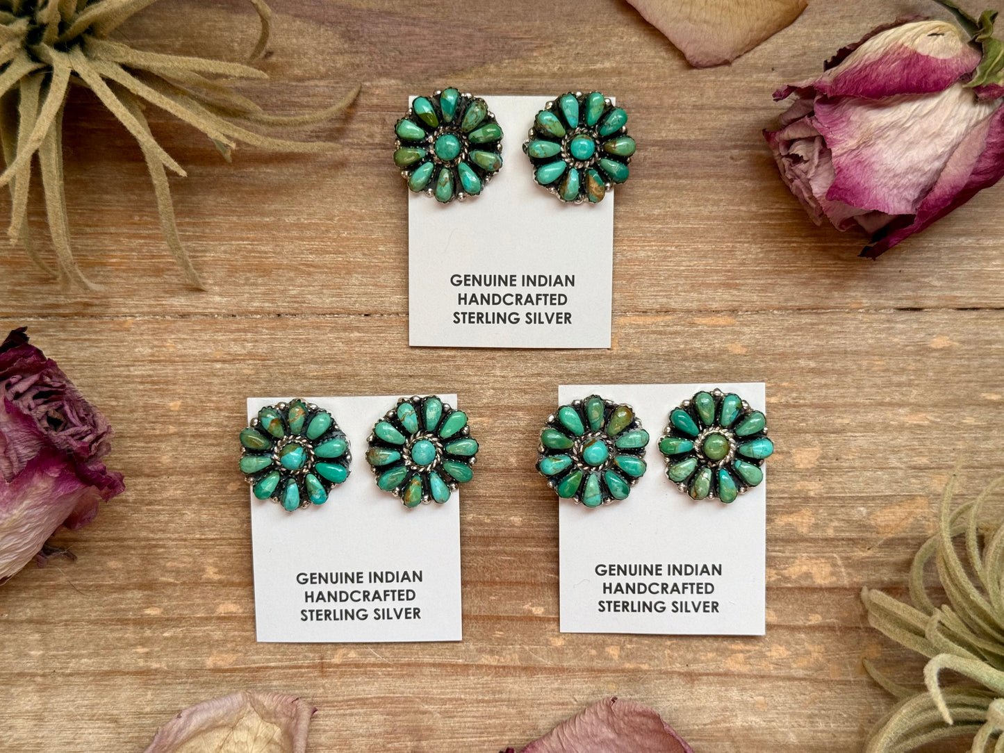 Green Turquoise & Pearl Stud Earrings – Native Made by J. W.