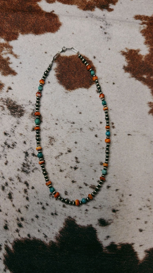 Turquoise/Orange Spiny 4MM/5MM (14-30”)