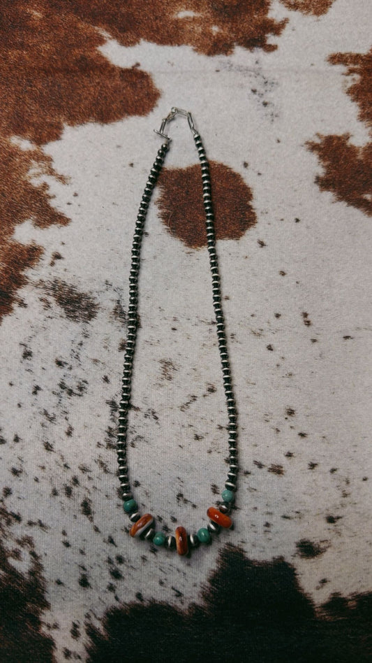 18” 4MM with turquoise and orange spiny